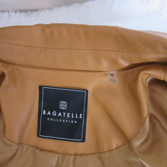 Bagatelle Faux Vegan Leather Structured One Button Blazer Brown Size Small NWT - Picture 9 of 12